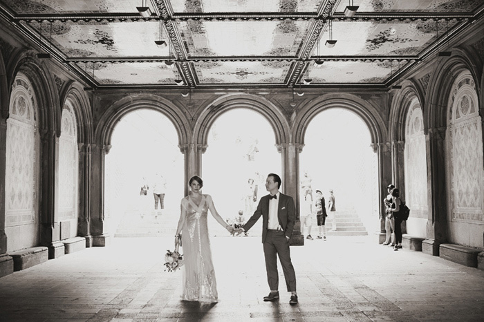 black and white wedding portrait