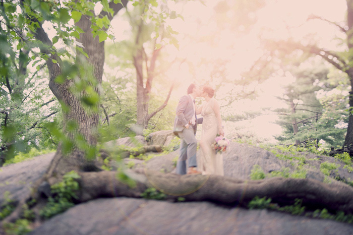 bride and groom portrait in Central Park