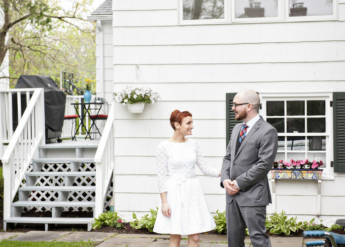 bride and groom first look