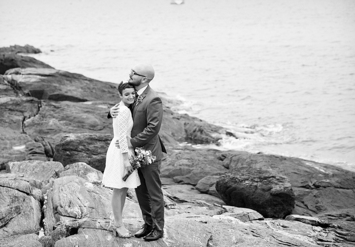 bride and groom by the sea