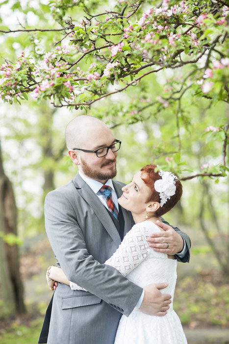 bride and groom embracing