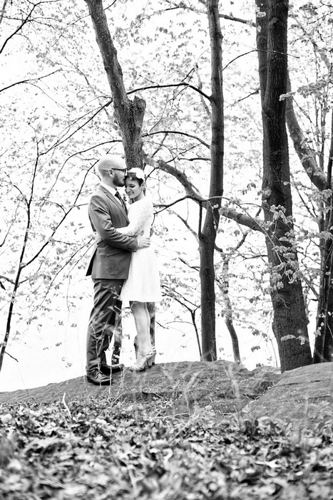 bride and groom in the park