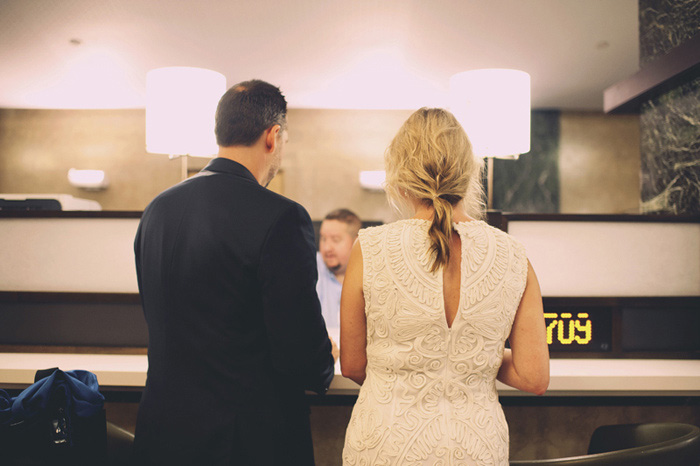 bride and groom at city hall