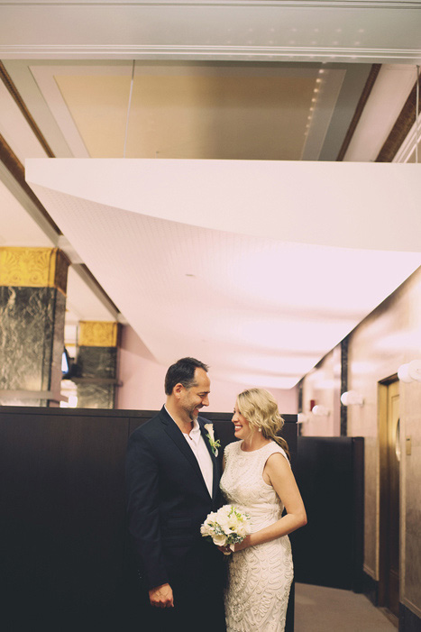 bride and groom at city hall