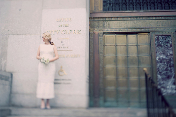 bride outside New York City Hall