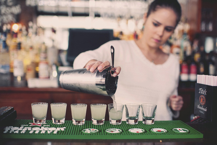 bartender pouring shots