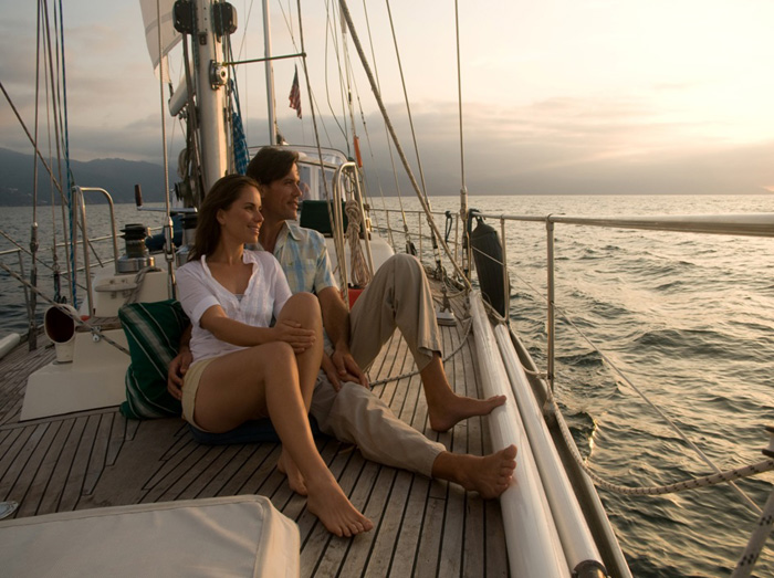 couple on a boat in puerto vallarta