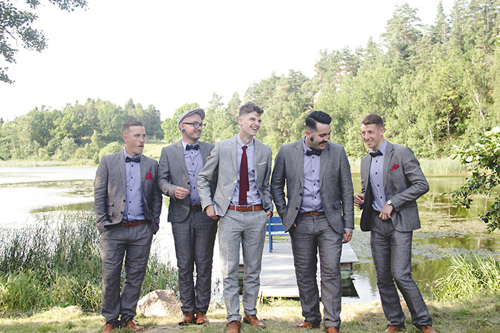 groomsmen by the lake