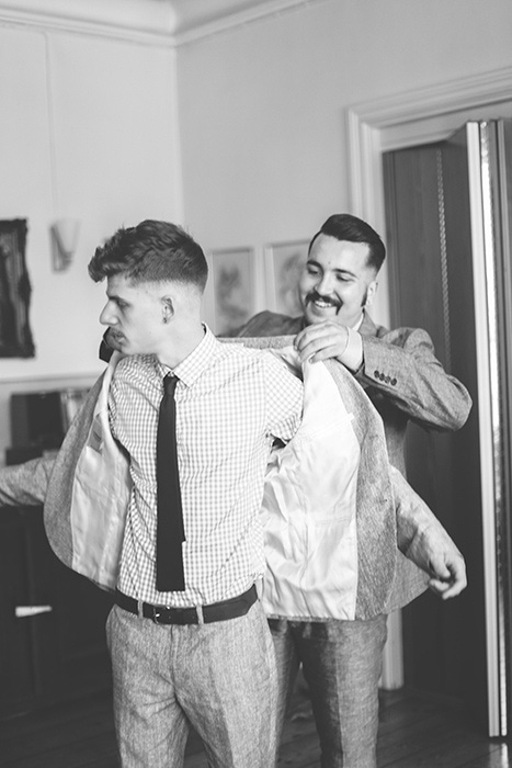 groom getting dressed