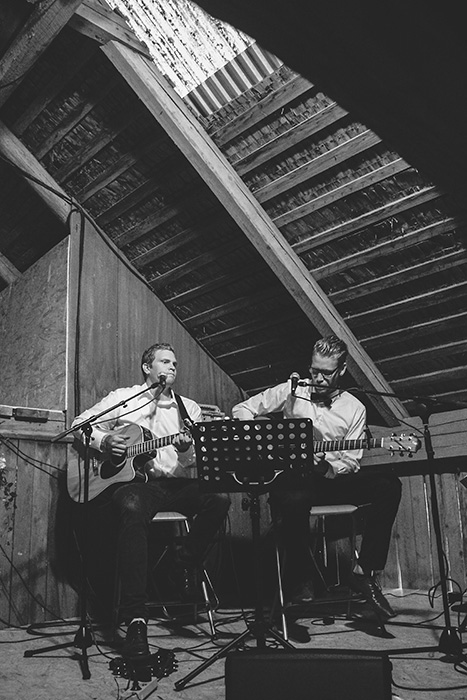 band performing at barn wedding reception