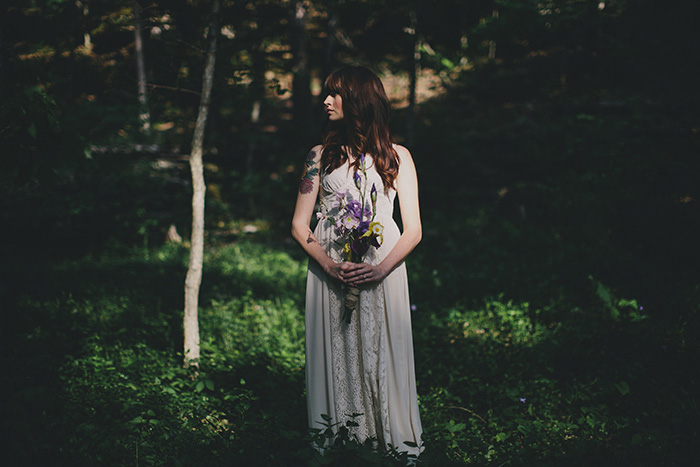 bride portrait in the woods