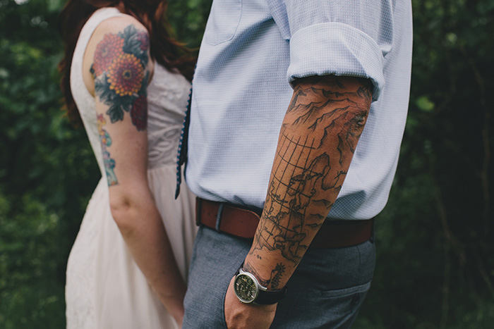 tattooed bride and groom