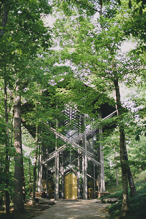 glass chapel in the woods