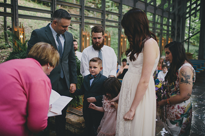 bride and groom's children at the ceremony