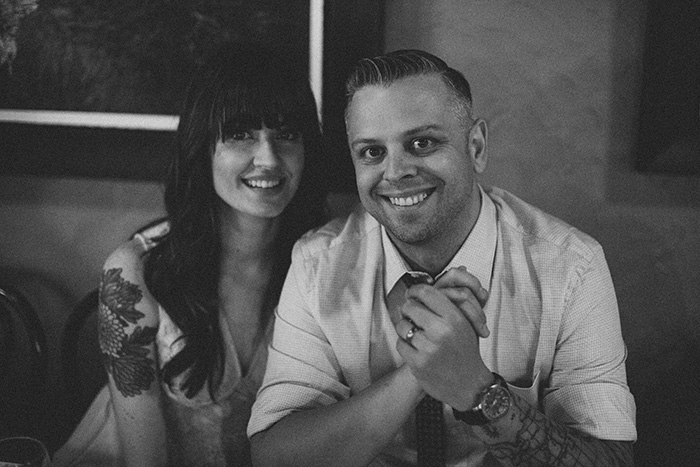 bride and groom at reception