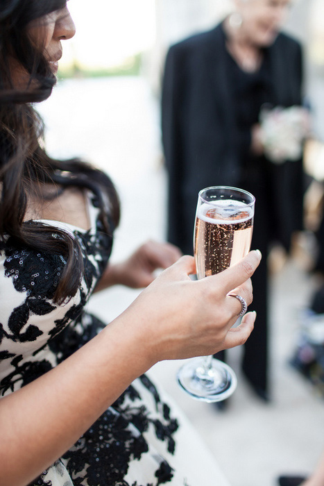 bride holding champagne flute