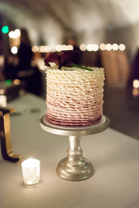 ruffled ombre wedding cake