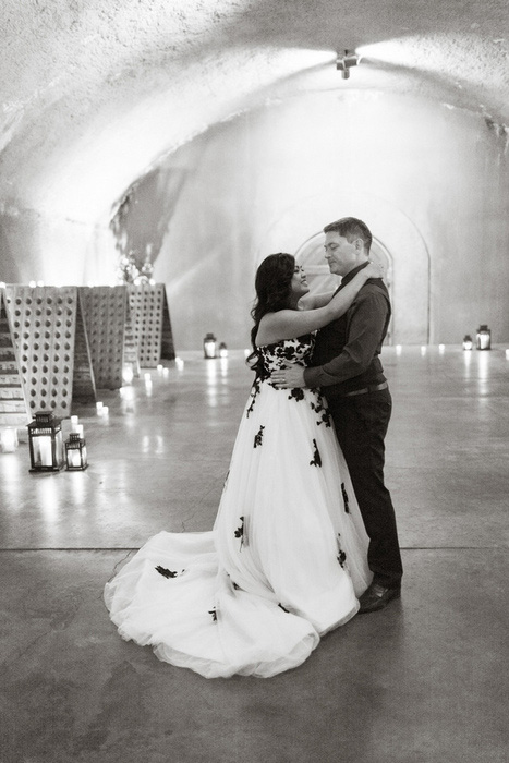 bride and groom dancing