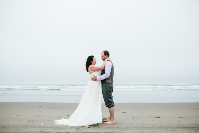 bride and groom on the beach