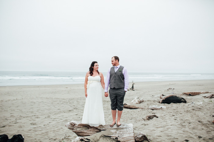 bride and groom portrait on the beach