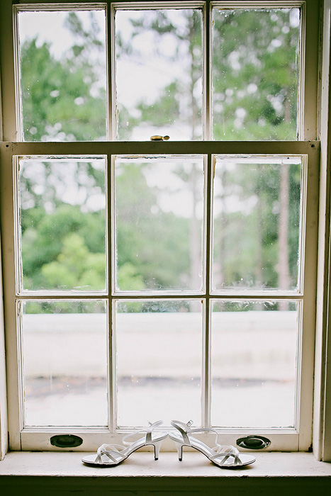 wedding shoes on windowsill