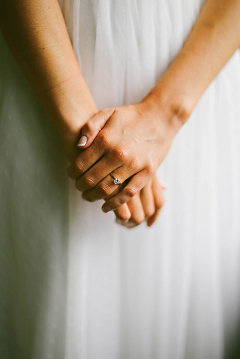 close-up of bride's hands