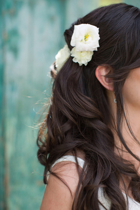 flowers in bride's hair