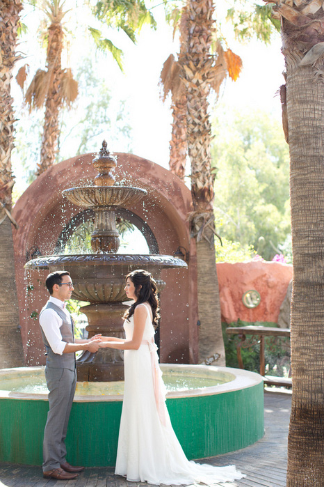 elopement ceremony by fountain