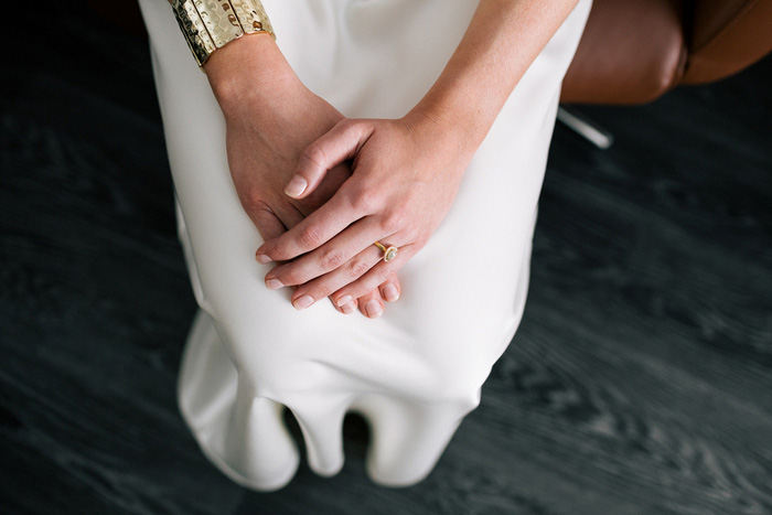 close-up of bride's hands