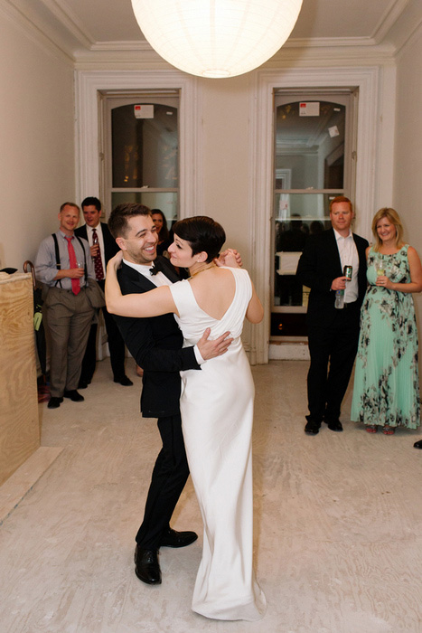 bride and groom dancing