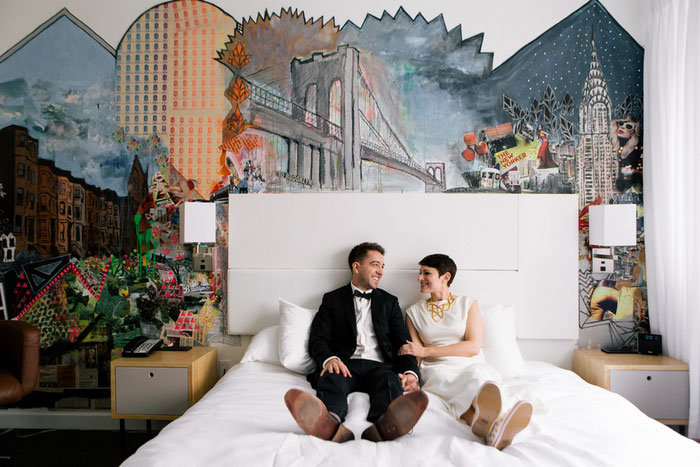 bride and groom inbed