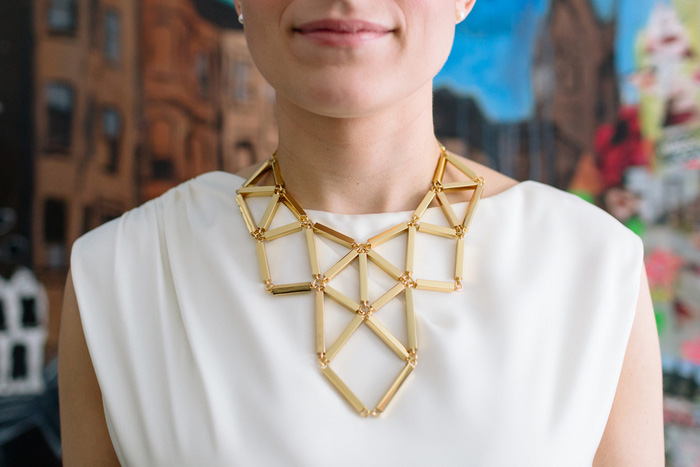 bride's geometric gold necklace