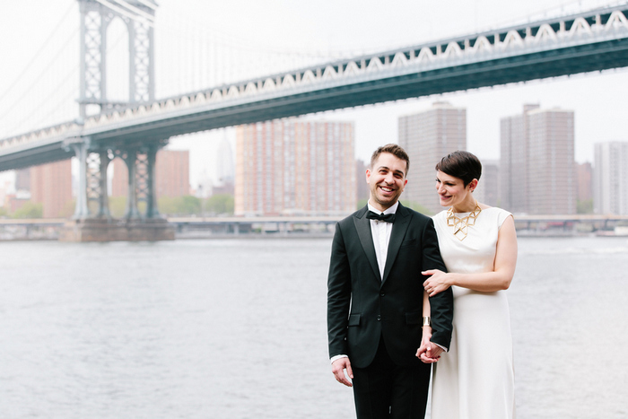 wedding portrait by Brooklyn Bridge