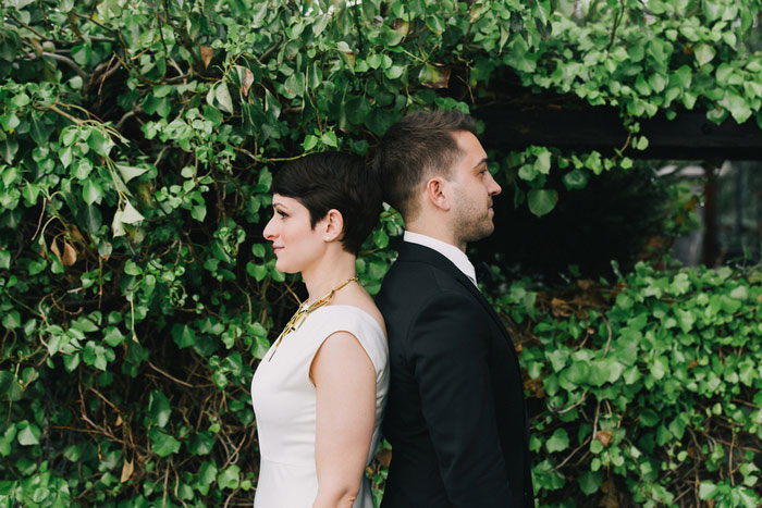 bride and groom back to back