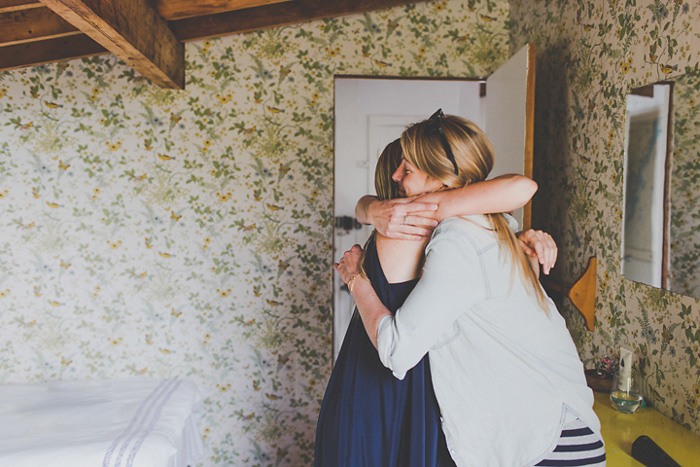 bride hugging friend