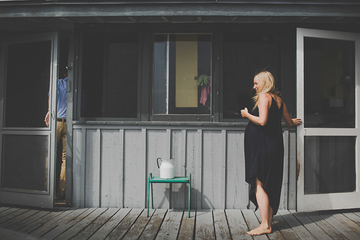 bride on cottage deck