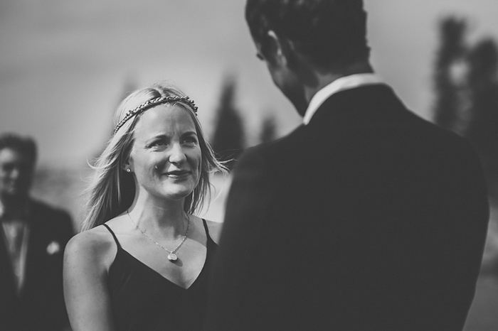 tearful bride at wedding ceremony