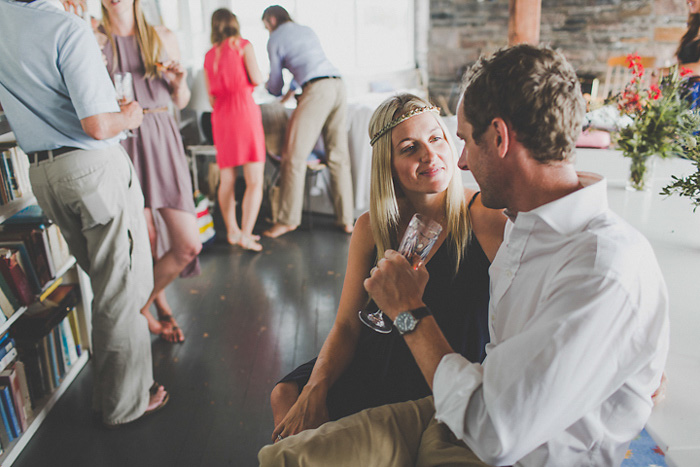 bride and groom in cottage