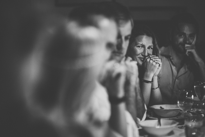 wedding guests at dinner