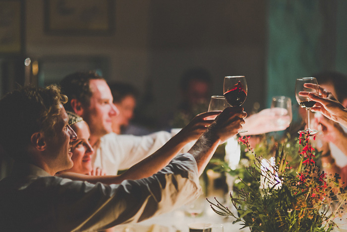 toasting the bride and groom