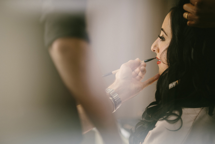 bride having her make-up done