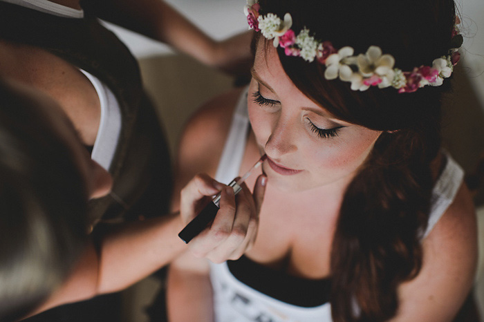 bride getting her makeup done