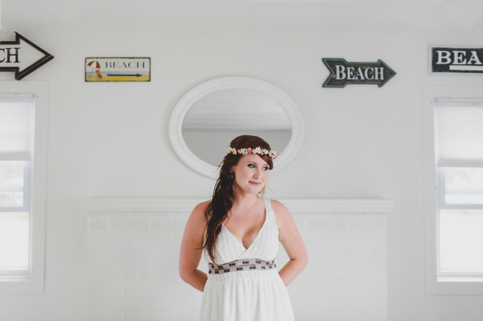 bride inside cottage