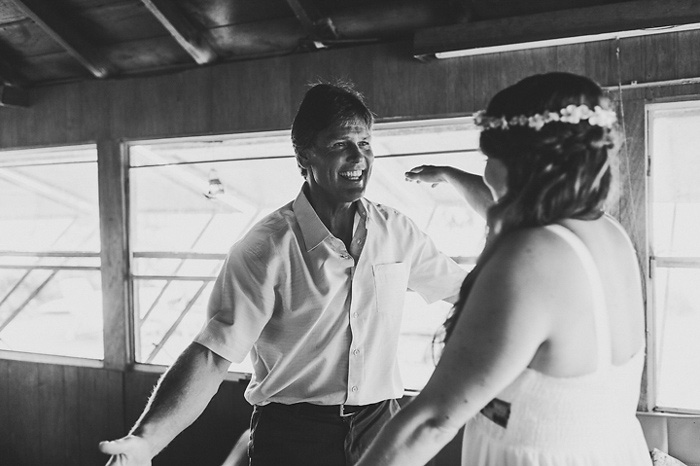 bride's father going to hug his daughter