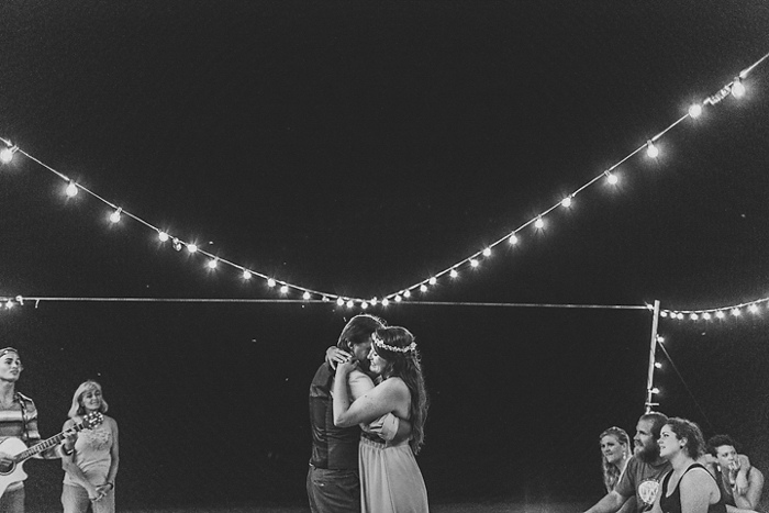 bride and groom first dance on the beach