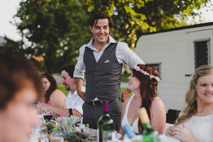 groom at wedding reception