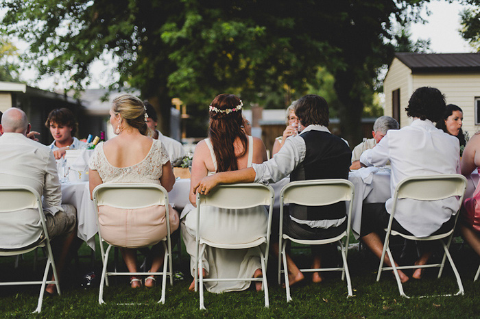 guests at cottage wedding reception