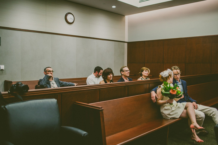 bride and groom at the courthouse