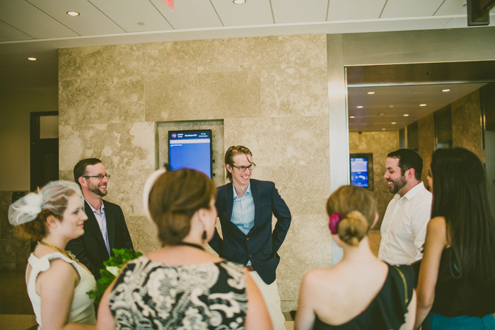 wedding party in lobby