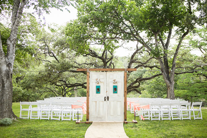 rustic outdoor wedding ceremony doors